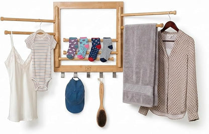 Honey-Can-Do Bamboo Wall-Mount Swivel-Arm Drying Rack, 80 lb, Natural | by Honey-Can-Do