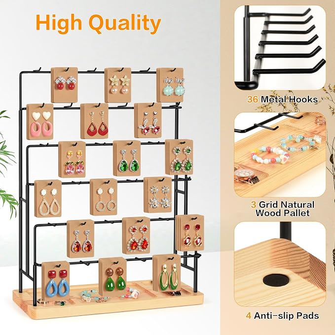 Jewelry Display for Vendors, 36 Hooks Earring Display Stands for Selling - Image 3