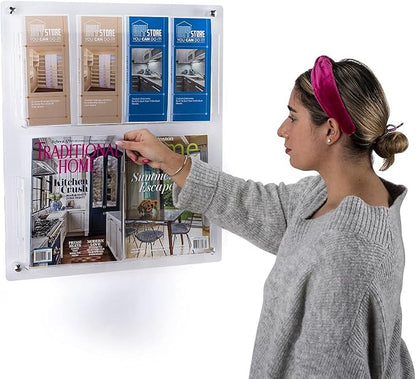 Displays2go Acrylic Literature Holder Wall Mount, 4/8.5" w, 4-8 Pockets - Image 6