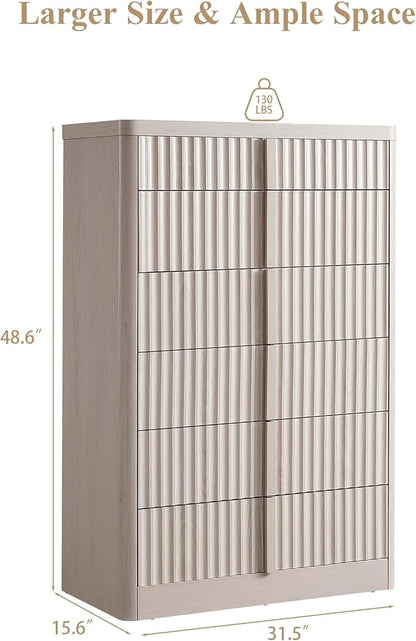 Fluted Dresser for Bedroom, Chest of Drawers, Curved Profile Design, Modern - Image 2