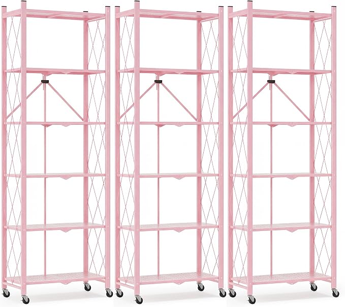 ALANNG 73.6 Inch Folding Bookshelf, 6 Tier Metal Bookcase and Bookshelves | by ALANNG