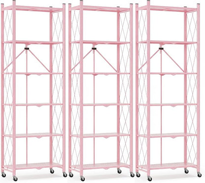 ALANNG 73.6 Inch Folding Bookshelf, 6 Tier Metal Bookcase and Bookshelves | by ALANNG