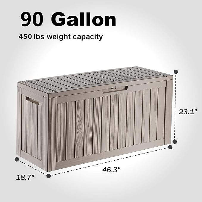 90 Gallon Deck Box, Resin Outdoor Storage Box - Image 2