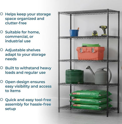 Honey-Can-Do 5-Tier Steel Shelving Unit, 800 lb/Shelf, 000 lb total across 5 - Image 8
