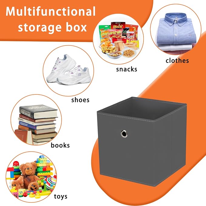 Foldable Storage Cubes Bins, 11 Inch Cloth Storage Cube Fabric Storage Box - Image 3