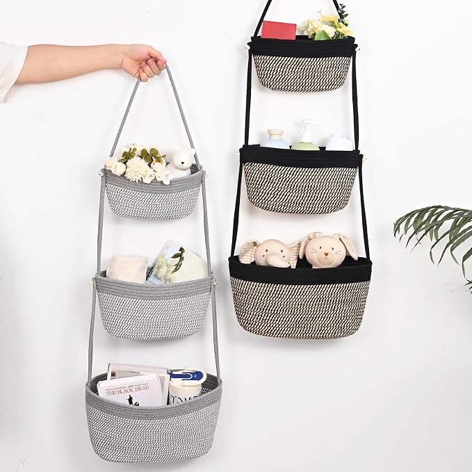 Hanging Basket, 3-Tier Woven Wall Basket - Image 8