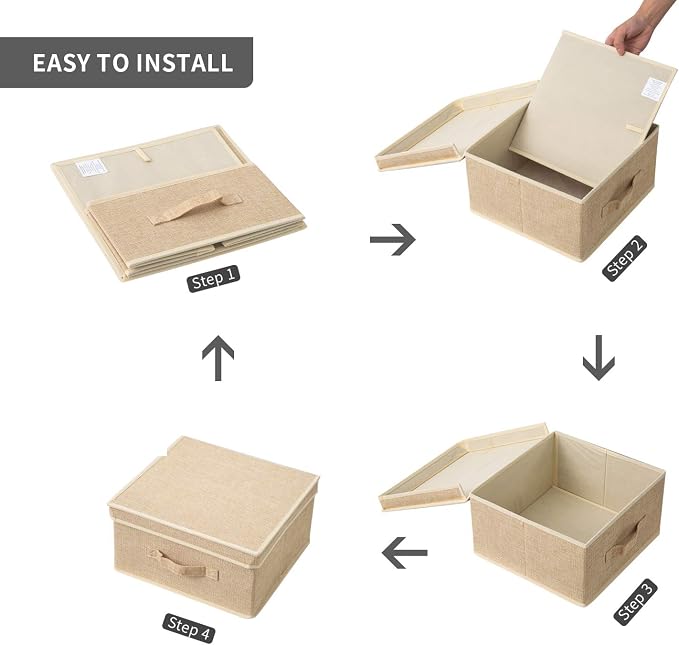 Storage Bins with Lid, Foldable Clothing Storage Box case with Handle - Image 7
