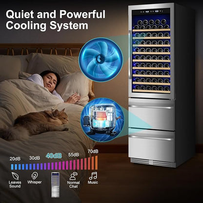 24 Inch Wine and Beverage Refrigerator, 2 IN 1 Dual Zone Drawer Beverage Fridge - Image 5