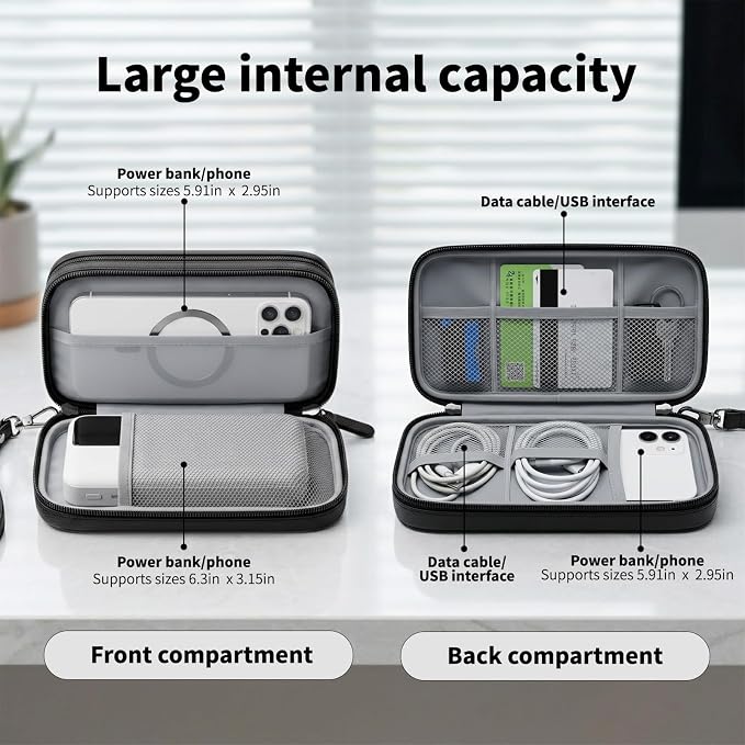 Leather Electronic Organizer Bag, Waterproof Travel Tech Pouch - Image 5