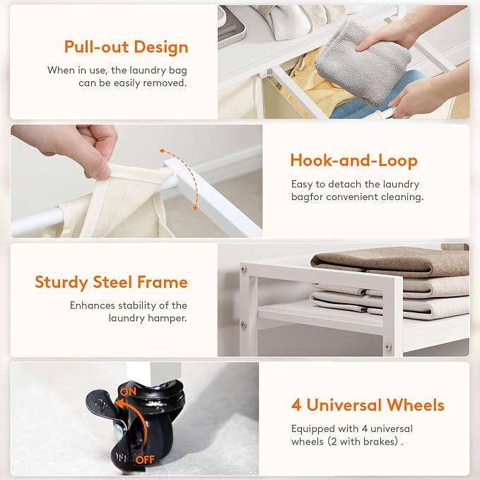Lifewit Laundry Hamper 4 Section, 168L Pull out Laundry Clothes Basket Organizer - Image 4