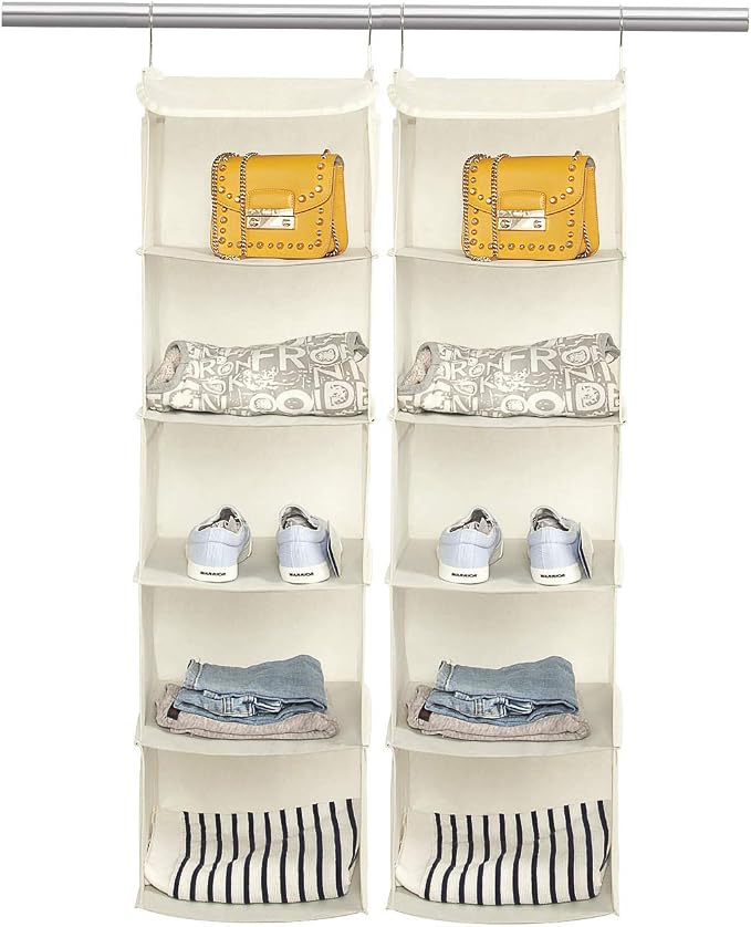 BrilliantJo 5 Shelves Hanging Closet Organizer, 2 Pack Hanging Storage - Image 6