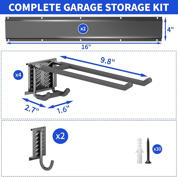Tool Organizer Wall Mount, 32inch Heavy Duty Garden Tool organizer Storage - Image 7