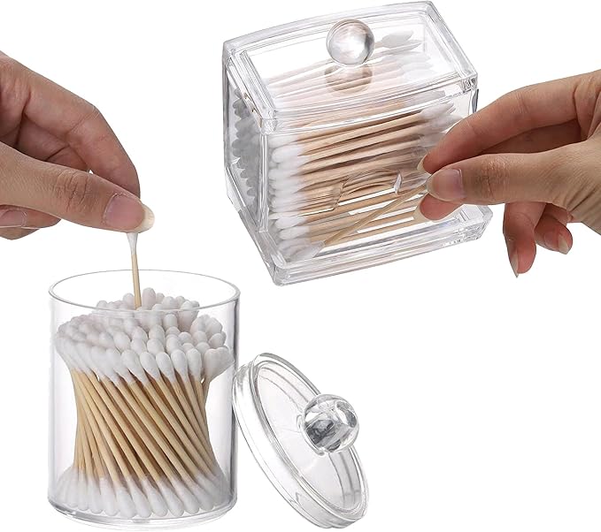 Tbestmax 4 Pack Qtip Holder Bathroom Container, 10/7oz Plastic Cotton - Image 3