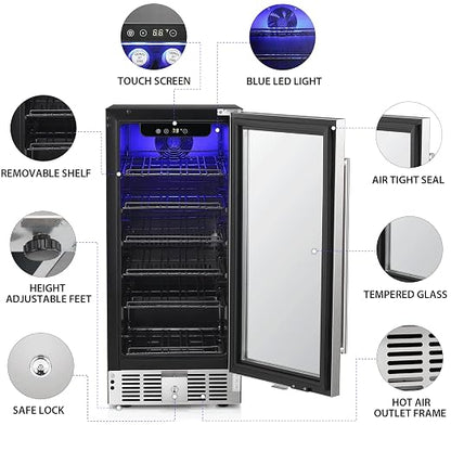 COWSAR Wine Fridge 15inch Beverage Refrigerator 2.9 Cu.Ft. Freestanding or - Image 6