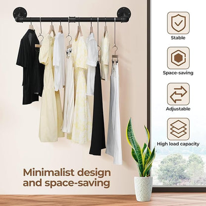Abiglifty Wall Mounted Clothes Rack 38.4 Inch, 2 Pack Industrial Pipe Clothing - Image 4