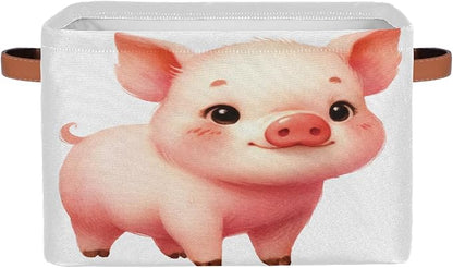 Pardick Basket Storage Bins Cute Animal Pig Rectangle Cube Basket Box Kids by Pardick