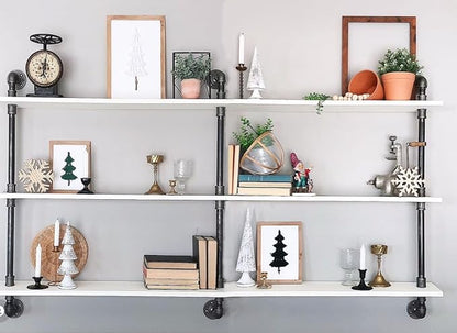 HDDFER Industrial Pipe Shelving Rustic White Pipe Wall Shelves Industrial - Image 4