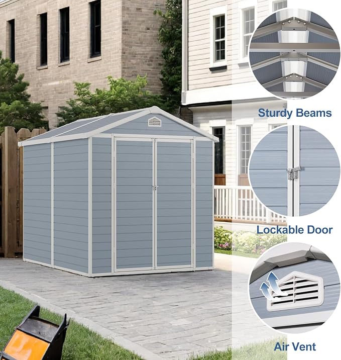 Outdoor Storage Shed, 8X6 FT Resin Shed - Image 6
