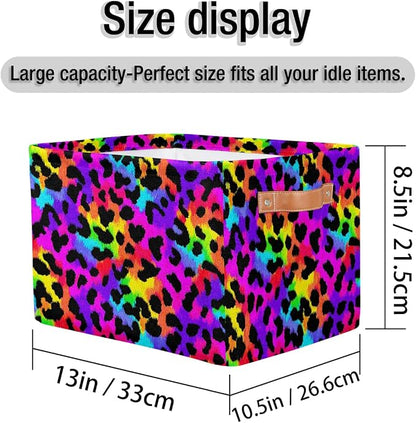 Pardick Colorful Leopard Print Basket Storage Bins Large Fabric Toys Storage - Image 4