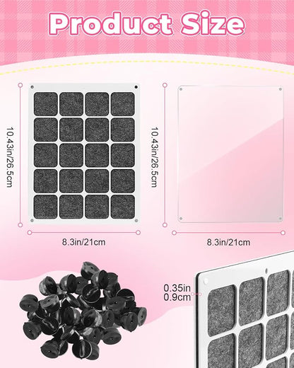 UCEC 20 Grids Clear Acrylic Pin Display Board & 50 PCS Rubber Pin Backs - Image 3