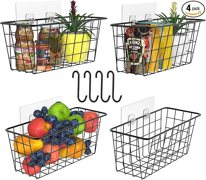 MaraFansie Over the Cabinet Door Organizer Wall Wire Baskets Hanging Kitchen by MakeStorageMoreFun