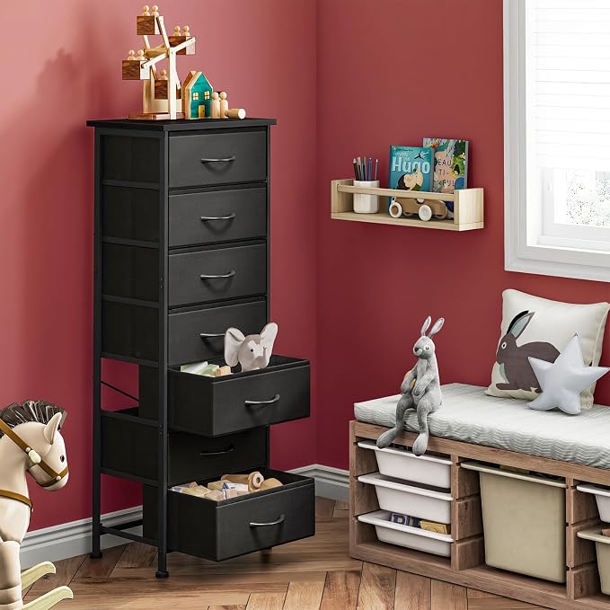 Fixwal Black Tall Skinny Dresser - Image 5