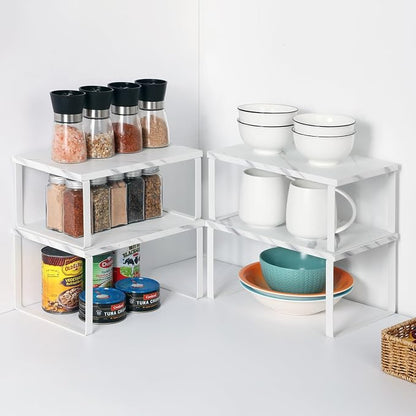 NEX Kitchen Counter Shelf, Stackable Cabinet Shelf Organizers Expandable - Image 5