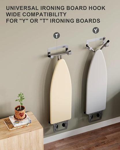 2PC Ironing Board Hanger Wall Mount Stainless Steel, Y T Leg Ironing Board - Image 2