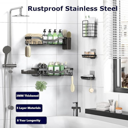 Shower Caddy Adhesive Shower Organizer 7-Pack, Rustproof Stainless Steel - Image 5