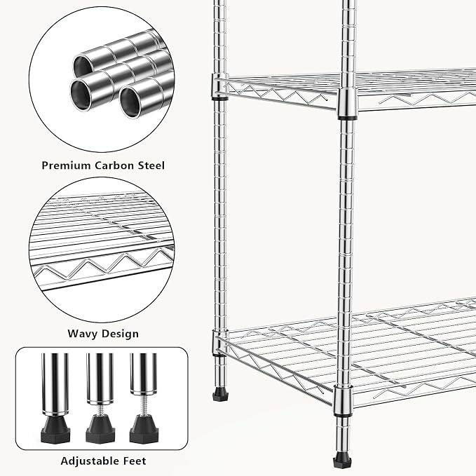 1250 lbs 5 Tier Shelf Metal Storage Shelves Wire Rack Closet Organizers - Image 5