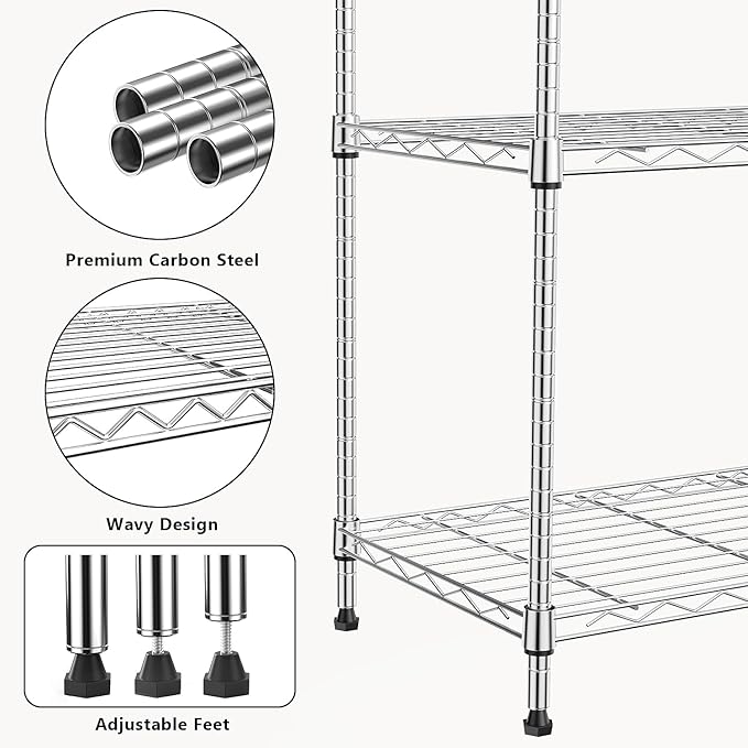 1000 lbs 4Tier Shelf Metal Storage Shelves Wire Rack Closet Organizers - Image 5