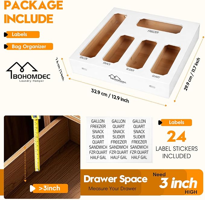 Bamboo Ziplock Bag Storage Organizer - Image 3