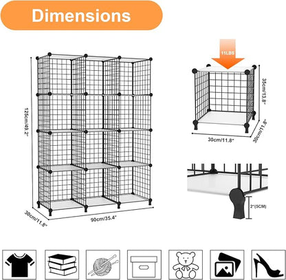 AWTATOS Wire 12 Cube Storage Organizer, Closet Storage Shelves Stackable | - Image 3