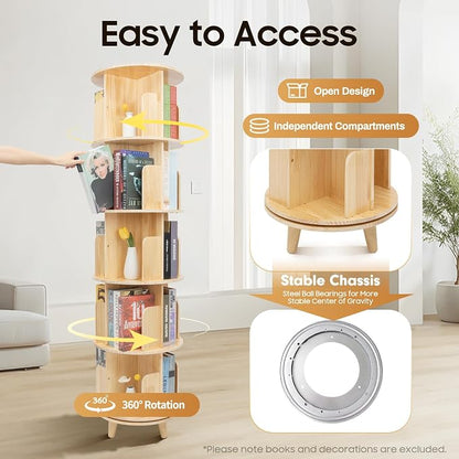 Rotating Bookshelf, Revolving Bookcase, Stackable Bookshelf Organizer, Swivel - Image 3