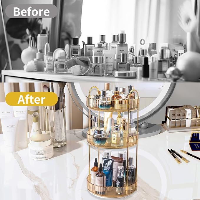 360 Rotating Makeup Organizer for Vanity, 3 Tier Large Capacity Vanity Storage - Image 5