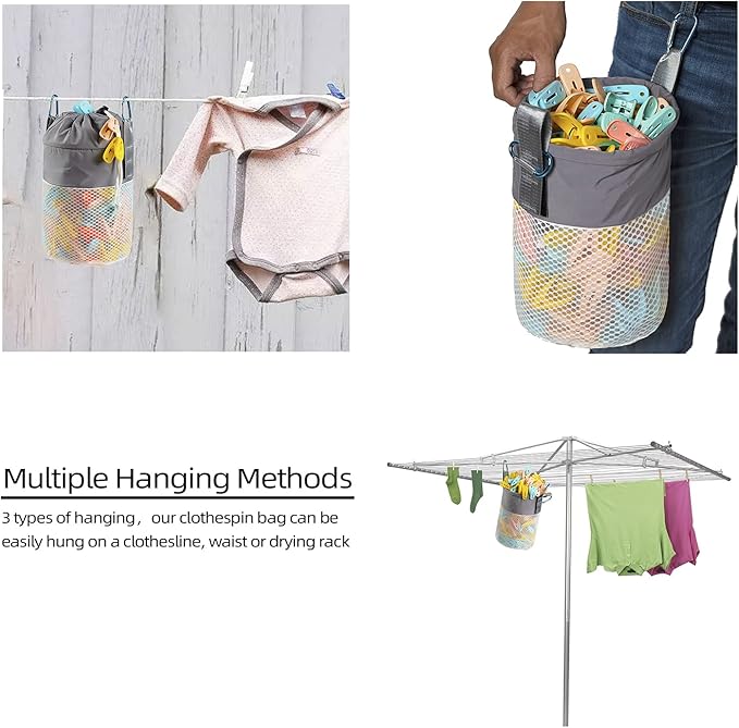 Mesh Clothespin Bag Holder Outside, Ventilation and Moisture Resistance - Image 6