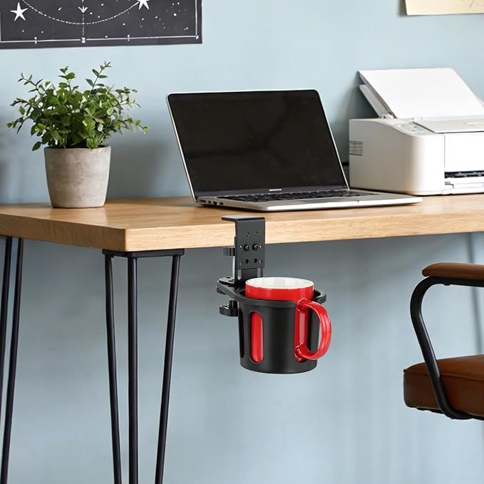 MYITYARD Desk Cup Holder Clamp, Clip On Table Cup Holder, Rotatable Water - Image 9