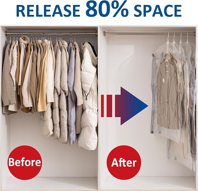 Hanging Vacuum Storage Bags, 4 Pack Hanging Storage Bags - Image 2
