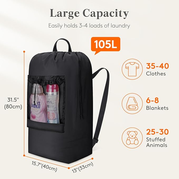 Lifewit Laundry Bag, Extra Large Laundry Backpack - Image 2