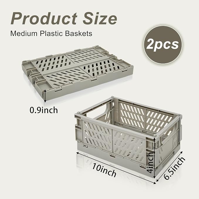 2 Pack Mini Foldable Small Plastic Baskets - Image 2