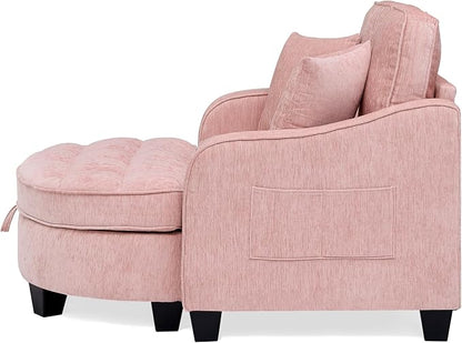 ERYE Chenille Tufted Loveseat Sofa and Ottoman Set, Tufted Recliner Sleeper - Image 9