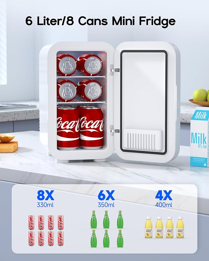 Mini Fridge, 6 Liter / 8 Can Small Fridge - Image 2