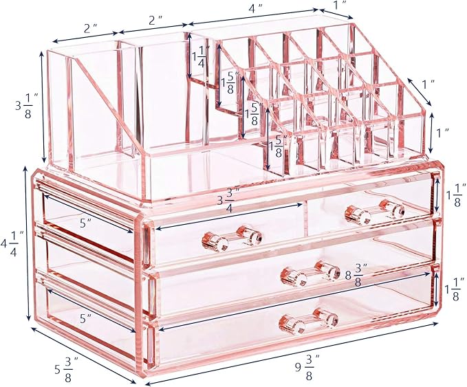 Ikee Design Pink Jewelry & Cosmetic Storage Display Boxes Two Pieces Set - Image 2