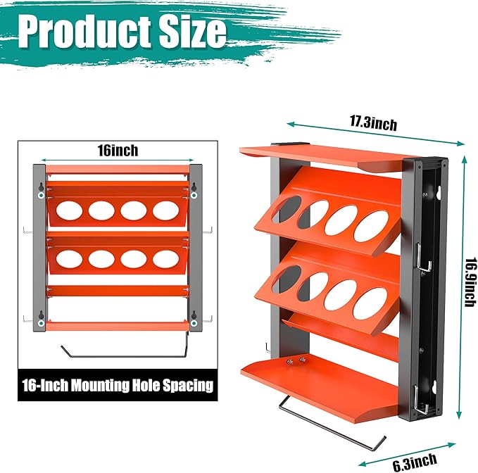 EVERHANGER Spray Can Holder, Lube Can Wall Mount Storage Rack Heavy Duty Paint - Image 2