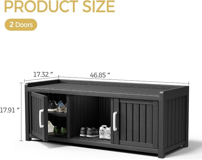 Storage Bench - Waterproof Resin Shoe Bench - Indoor & Outdoor Use - Image 3