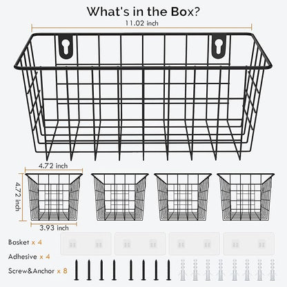MaraFansie Hanging Kitchen Baskets Wire Storage Basket Adhesive and Screws - Image 7