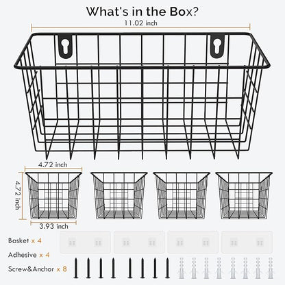 MaraFansie Hanging Wire Baskets Kitchen Storage Basket Adhesive and Screws - Image 6