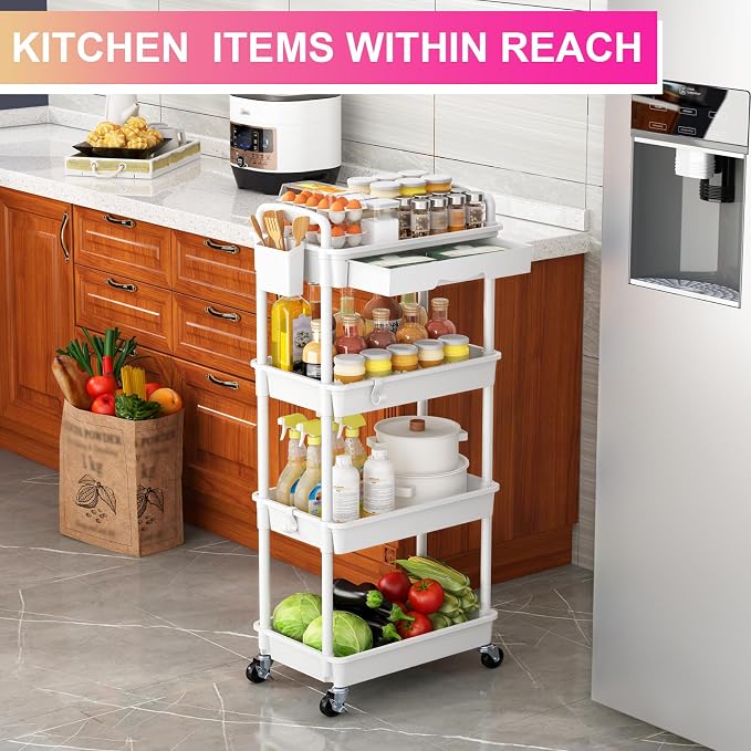Goovilla 4 Tier Rolling Utility Cart Organizer - Image 7