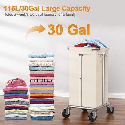 Laundry Basket with Wheels, 115L Rolling Laundry Hamper Large Dirty Clothes - Image 2