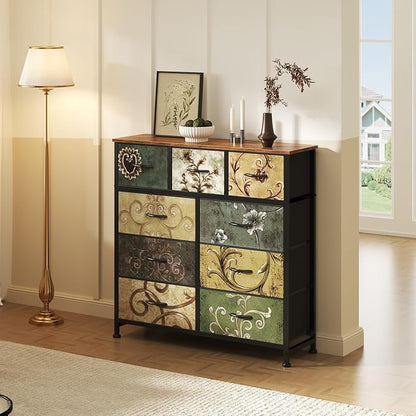 DUMOS 9 Drawer Dresser for Bedroom, Storage Organizer Chest of Drawers | Fabric - Image 7